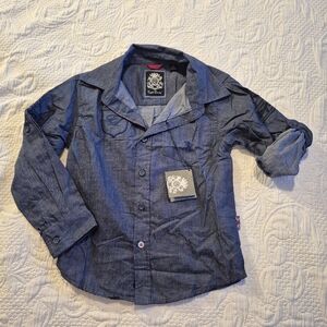 English Laundry boys size 6 blue convertible sleeve button down shirt NWT